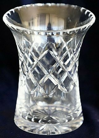 Vintage Retro Diamond Cut Glass Bud Posy Vase 10 Cm High 220g Euc
