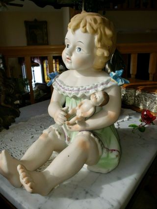 Piano Baby Large Antique Bisque Doll.  Estate Fresh.