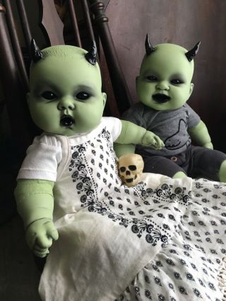 Cecilia & Reuben,  Creepy OOAK Horror Baby Doll.  Twins Demon Reborn.  Devil Doll 2
