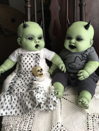 Cecilia & Reuben,  Creepy OOAK Horror Baby Doll.  Twins Demon Reborn.  Devil Doll 3