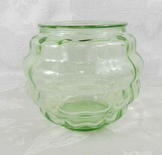 Vintage Green Uranium Vaseline Glass Jar Bowl Dish 5 - 1/2 "