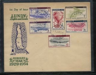 Great Britain Lundy Island Airmail Stamps On Cover 1954 Ms0203