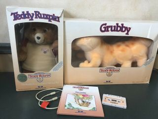 Vintage Worlds Of Wonder Teddy Ruxpin & Grubby In Boxes