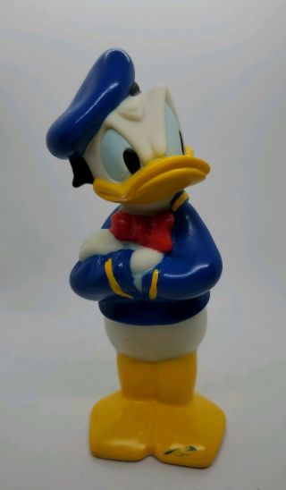Vintage Donald Duck Squeaky Bath Toy 6 " Circa 1985 Arms Folded Rubber Pvc