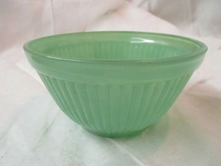 Vintage Hazel Atlas Platonite Moderntone Green Glass Bowl Ribbed