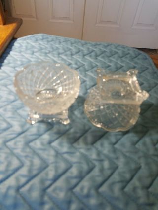 2 Vintage Cut Crystal Diamond Pattern Individual Bowl With Square Base