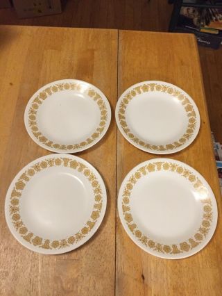 4 Corelle Butterfly Gold Small B&b Plates 6 1/2 "