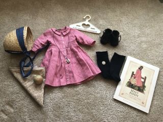 Pleasant Company American Girl Addy Meet Outfit & Accessories.  Euc