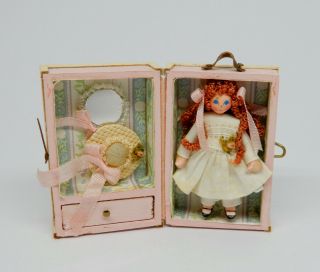 Vintage Toy Doll & Trunk Artisan Dollhouse Miniature 1:12