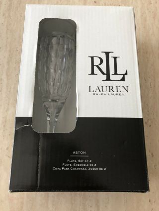 Set Of 2 Ralph Lauren Aston Fine Crystal 3.  8 Oz Champagne Flutes