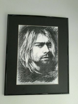 Kurt Cobain Nirvana Sketch Print Framed Picture