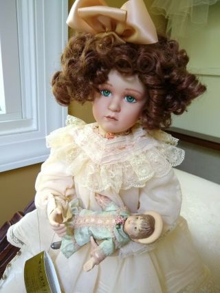 Pamela Phillips Sophie & Her Bru Victorian Child Holding Porcelain Bru Doll 18 "