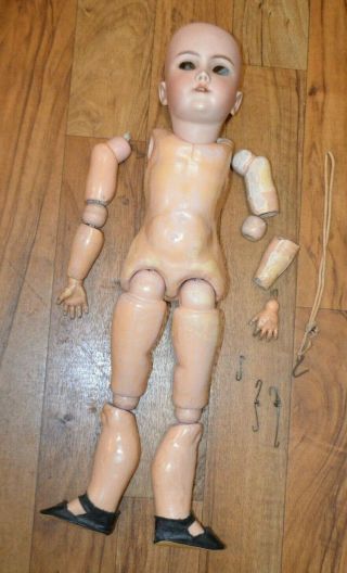 23 " Antique German Handwerck Dep 99 Bisque Head Doll Comp Body Project As Found
