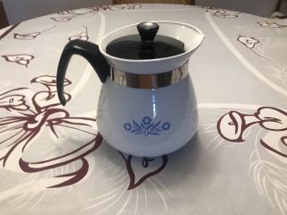 Vintage Corning Ware Kettle 2 Qt Quart 8 Cup Coffee Tea Pot Cornflower Blue