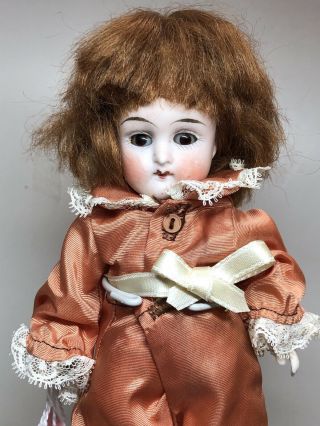 7” Antique German All Bisque Jointed Molded Boots Redhead Mohair Wig Browneye Sf