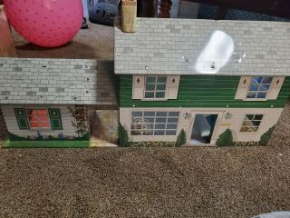 Vintage Tin Litho Marx Dollhouse 6 Rooms With Furniture And Accessories