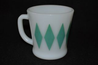 Vintage Fire King Diamond D - Handle Mug Green\turquoise Usa