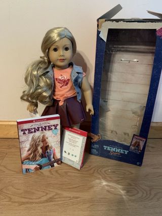 Retired American Girl Doll Tenney Grant With Book,  Box And Earrings