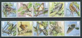 Great Britain 2017 Songbirds Set Of 10 In 2 Strips Unmounted,  Mnh