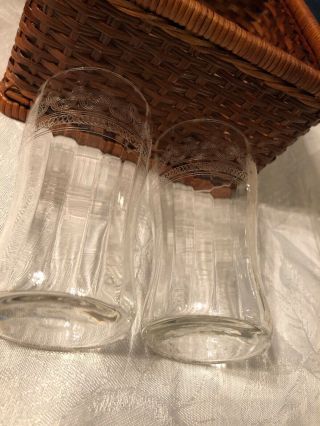 Vintage Clear Etching Design Glass Small Tumbler 4 2