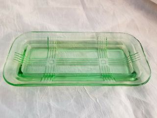 Vintage Depression Glass Green Criss Cross Butter Dish Bottom Only