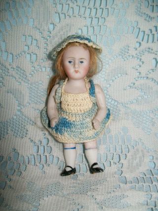 3 1//2” Antique German All Bisque Kestner Doll 130