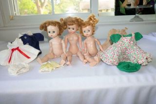 3 Vintage Madame Alexander Dolls With Tagged Clothes Some To Be Strung