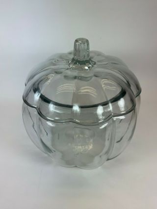 Anchor Hocking Clear Pumpkin Glass Candy Cookie Jar