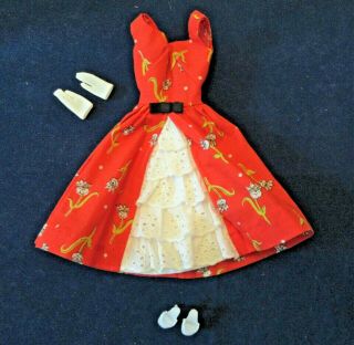 Vintage Barbie 1606 Garden Tea Party - Complete & Euc - Gloves Shoes Red Dress