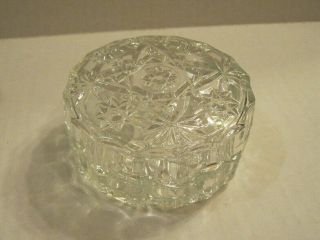 Vintage Eapc Prescut Clear Glass 4 " Covered Trinket Powder Box Italy Orig Box