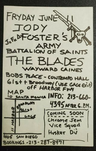 Jfa / Battalion Of Saints Flyer 1982 Hardcore Punk
