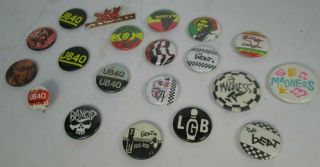 Reggae Ska Punk The Beat Ub40 Etc 20 X Vintage 80s & 90s Pins Buttons Badges