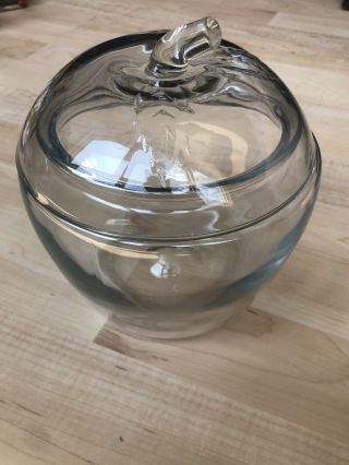 Anchor Hocking Vintage Apple Cookie Jar Clear Glass