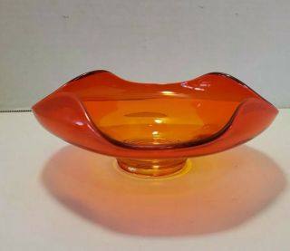 Vintage Mid Century Viking Glass 7 " Bon Bon Dish Bowl 6602 Persimmon Orange