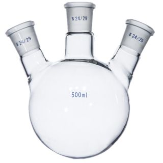 500ml,  3 - Neck,  24/29,  Round Bottom Glass Flask,  Three Necks,  Lab Chemical Bottle