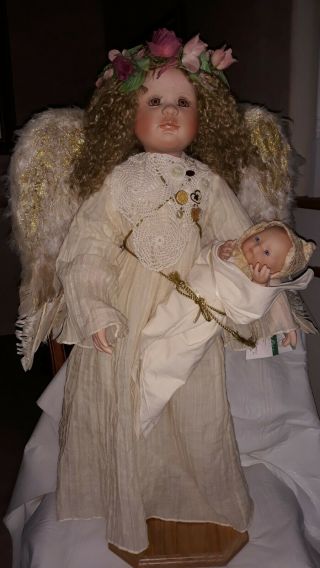Master Piece Linda Valentino 30 " Porcelain/cloth Doll Celeste Guardian Of Angels