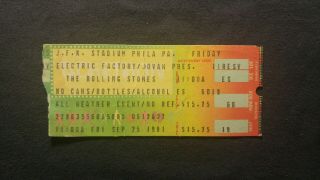 Rolling Stones Concert Ticket Stub 9/25/1981 Philadelphia,  Pa