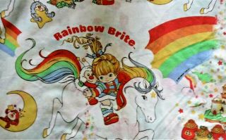 Vintage 1983 Rainbow Brite Full Size Sheet Set 4 Pc Bibb Co.  Full Flat 2 Cases