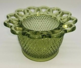 Vintage Green Imperial Open Lace Diamond Pattern Flower Bowl Dish 1951 - 1972