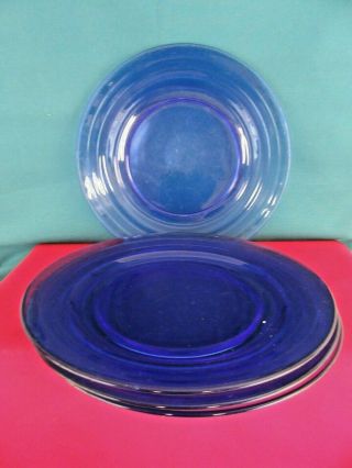 Set Of 4 Moderntone Hazel Atlas Glass Company - Cobalt Blue - Dinner Plate