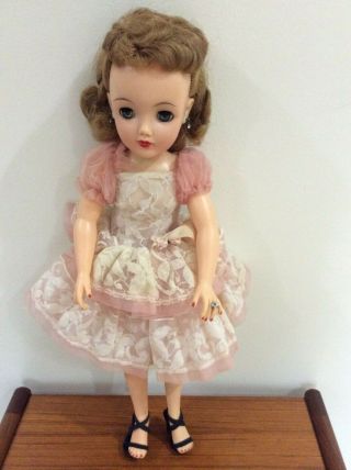 Ideal VT18 Doll Miss Revlon Vintage 1950s Pink Lacy Party Dress & 