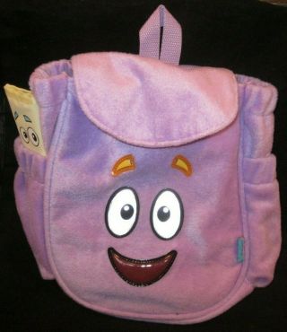 Dora The Explorer " Backpack " Purple Plush Book Bag Attached Map Mochila 2010