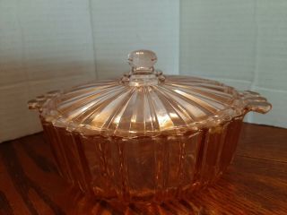 Vintage Depression Glass Pink Covered Candy Dish Fortune Anchor Hocking
