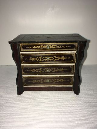 Antique Boulle Dollhouse Chest Of Drawers Dresser