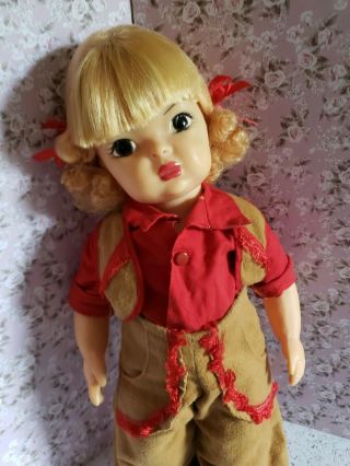 Vintage Strawberry Blonde Terri Lee Doll In Western Outfit.  Cute