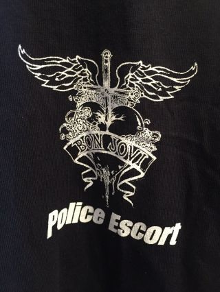 Bon Jovi Black 2003 Police Escort Xl T - Shirt Pre - Owned