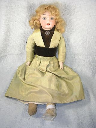 Large Antique 19 " Fulper Pottery Bisque Head Doll