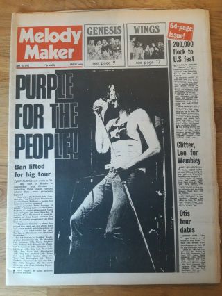 Melody Maker Newspaper July 15th 1972 Deep Purple For The People Cover