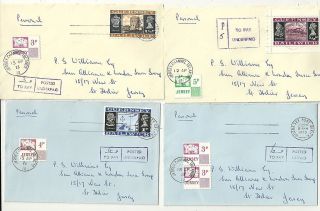 1973 4 X Guernsey Covers All With Jersey Postage Dues On Arrival - Channel Is