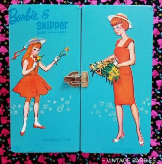 Rare Barbie & Skipper Doll Blue Spp Case Htf Vintage 1960 